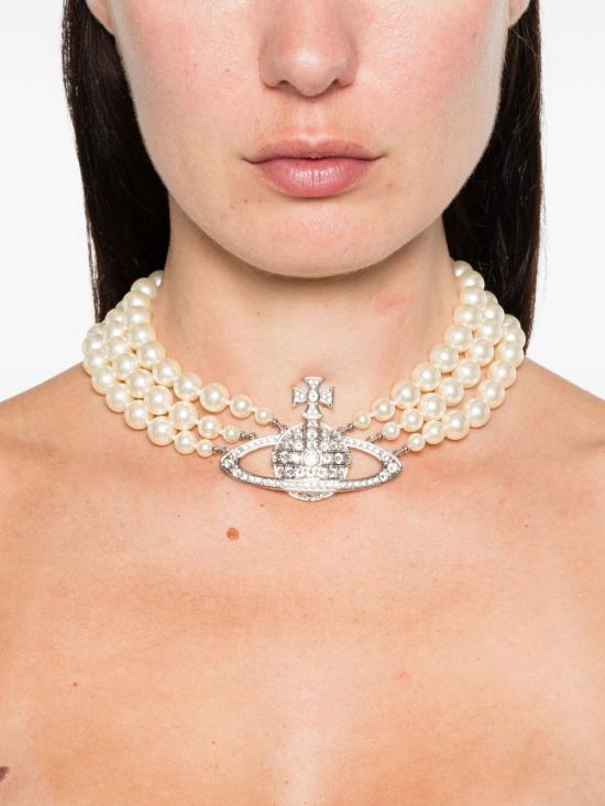 26FW 비비안웨스트우드 펄 바스 릴리프 초커 63030007 02P127PLATINUM PEARL - VIVIENNE WESTWOOD
