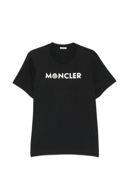 26FW 몽클레어 프런트 로고 프린트 코튼 저지 크루넥 반팔 티셔츠 L20918C00051 89B8Q778 NAVY