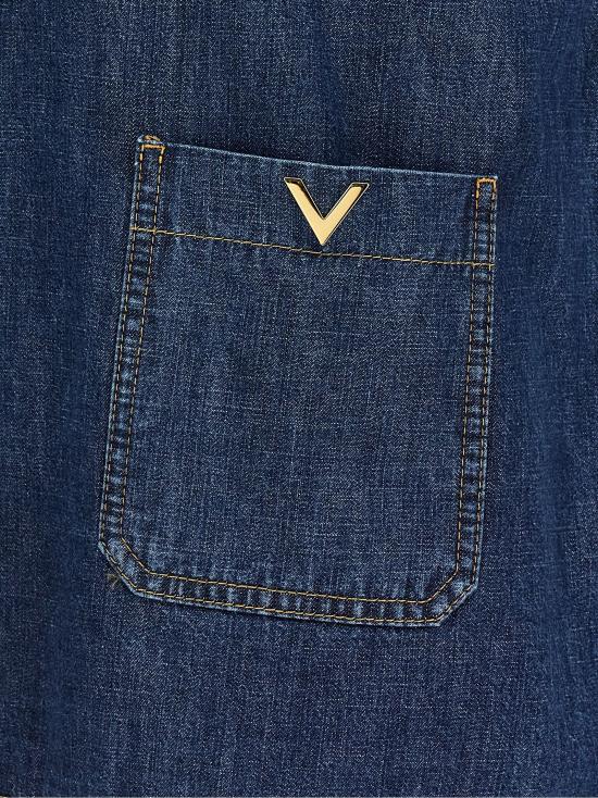 26FW 발렌티노 가라바니 블라우스/셔츠 브이로고 시그니처 셔츠와 블라우스 (블루) - VALENTINO GARAVANI
