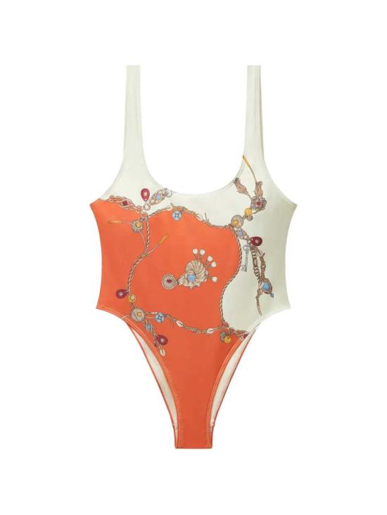26FW 베르사체 비치웨어 10261891A18765 5O360 ORANGE WHITE GOLD