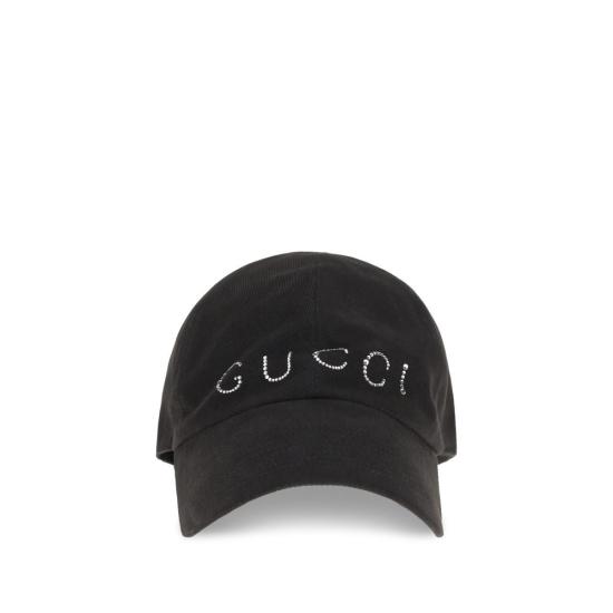 26FW 구찌 프린트 크리스털 베이스볼 캡 GUA005HY3HBNR1000BB BLACK