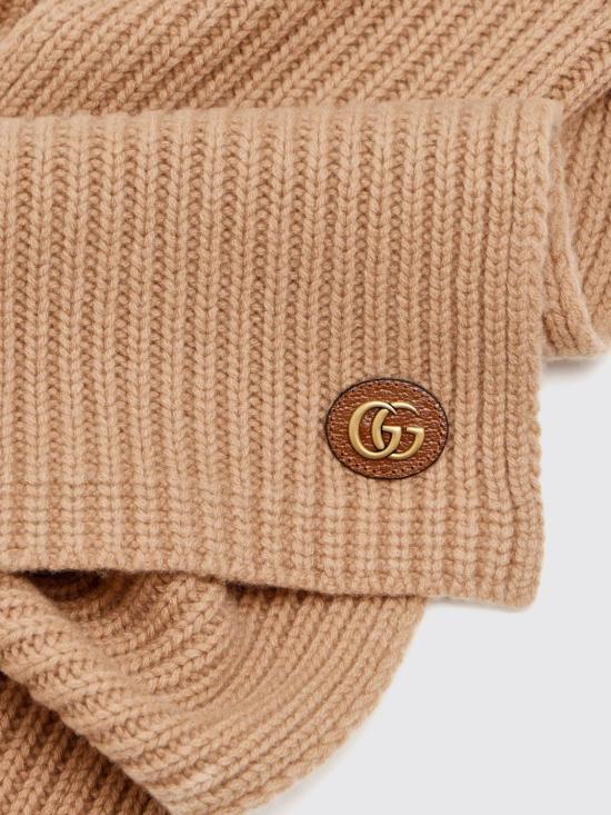 26FW 구찌 더블 G 울 캐시미어 스카프 7734263GB02 9800 Brown - GUCCI