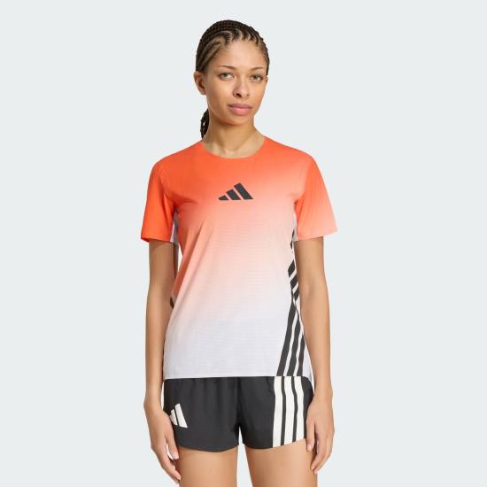  아디다스 반팔 티셔츠 JV6530 WHITE SEMI IMPACT ORANGE DOM - ADIDAS