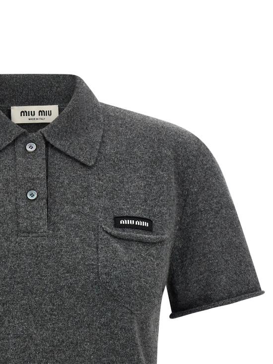 26SS 미우미우 폴로 티셔츠 MI328360BM GRAY - MIU MIU