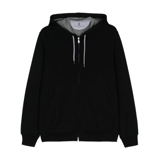 26FW 브루넬로 쿠치넬리 더블 페이스 스웨트 집업 후디 MM8319069G C101 BLACK