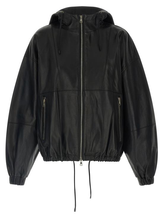 26FW 텔라 가죽 자켓 A7000504T198X001 Black