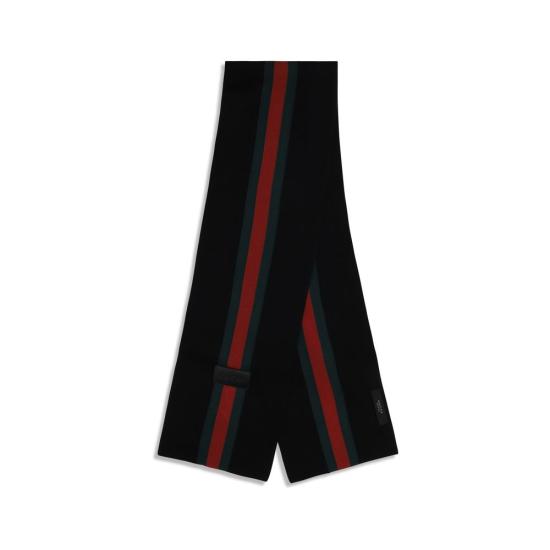 26FW 구찌 스트라이프 울 캐시미어 자카드 스카프 GUA007FJ4GALH1066BB BLACK - GUCCI