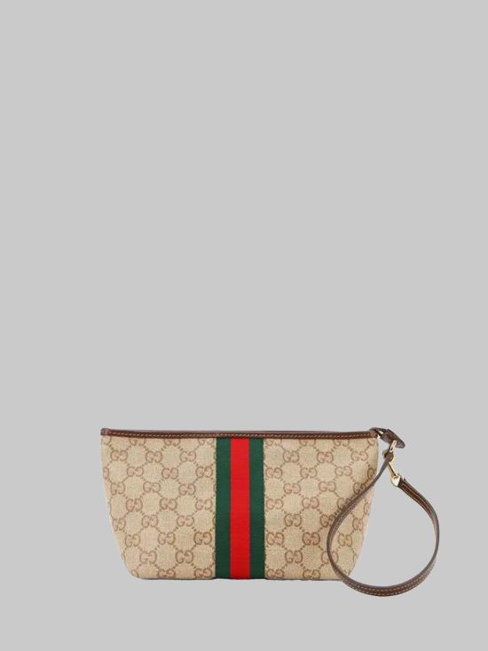 26FW 구찌 스트랩 & 웹 스트라이프 스몰 파우치 876055 BEIGE - GUCCI