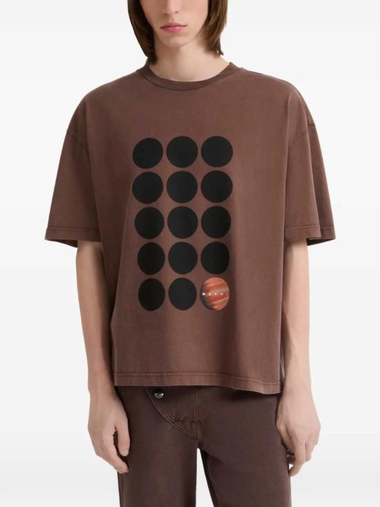 26FW 마르니 반팔 티셔츠 HUJY0001GPUSCZ46 PRM53 SADELLE BROWN - MARNI