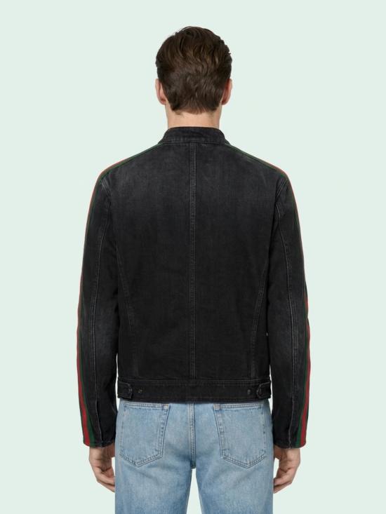 26FW 구찌 웹 디테일 코튼 데님 바이커 재킷 웹 디테일 코튼 데님 바이커 재킷 872075 BLACK - GUCCI