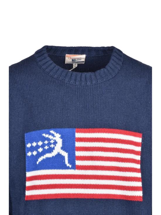 25FW Champion Index+Archives 니트웨어 다채로운 국기 그래픽 면 혼방 크루넥 스웨터 - OTHER BRANDS
