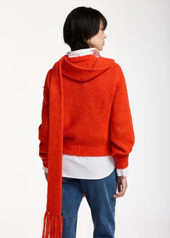  에센셜앤트워프 스웨터 Essentiel Antwerp Kollier 풀오버 위드 보우 핑크/레드 - ESSENTIEL ANTWERP