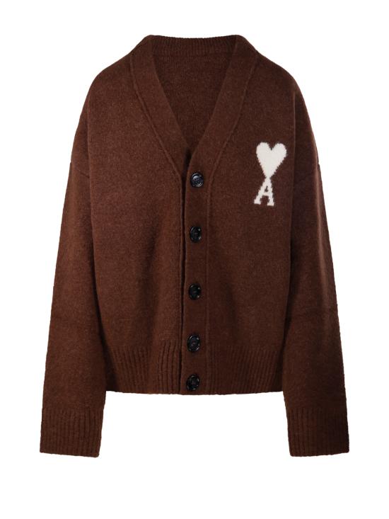 26FW 아미 빅 하트 로고 알파카 니트 가디건 UKC365 KN0135 A362 MARRON CHOCOLAT ECRU
