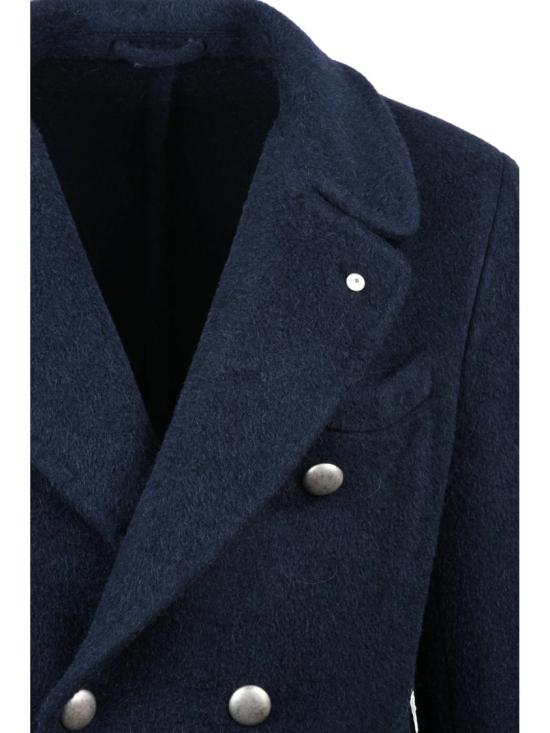 25FW 엘비엠 자켓 알파카와 버진 울 혼방 소재의 질감 있는 더블 브레스트 코트 - L.B.M.