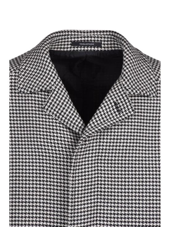 25FW 딸리아토레 자켓 화이트/블랙 테일러드 하운드투스 버진 울 코트 - TAGLIATORE