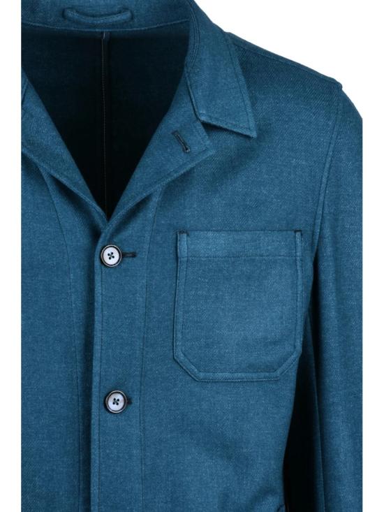 25FW 엘비엠 자켓 짙은 파란색 울-폴리에스터 혼방 셔츠 재킷 - L.B.M.