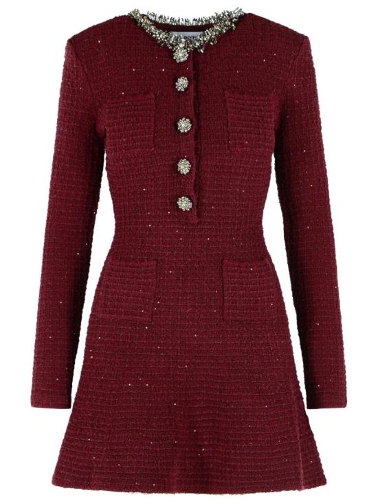 26FW 셀프 포트레이트 원피스 SC26 152S BU BURGUNDY Black