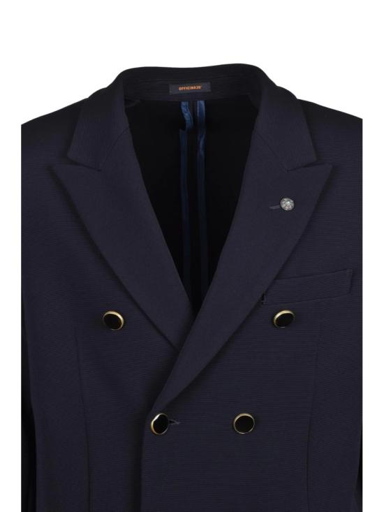 25FW 오피치나 36 자켓 네이비 블루 안감 없는 더블 브레스트 폴리아미드 혼방 블레이저 - OFFICINA 36