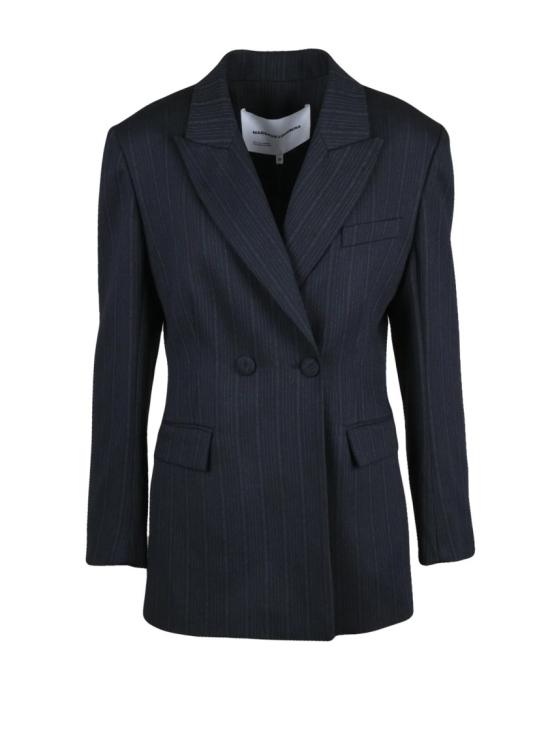 25FW 마고 론베르그 자켓 긴 기장의 맞춤형 더블 브레스트 비스코스 혼방 재킷