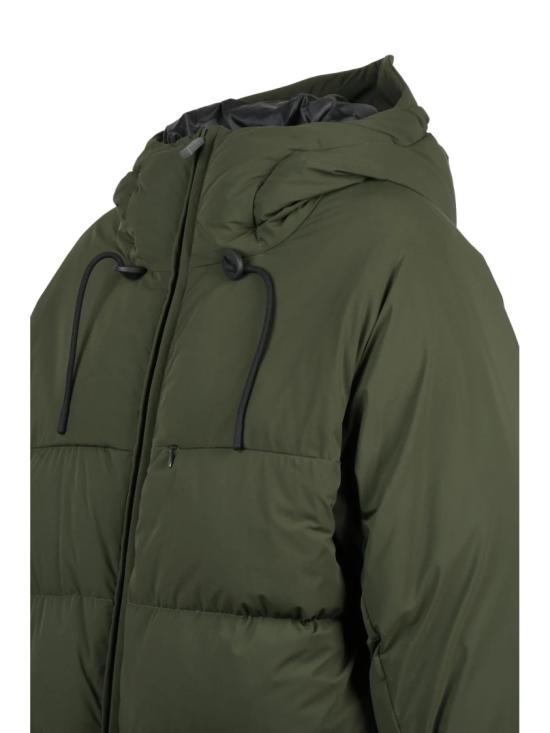 25FW 아스페시 자켓 조절 가능한 후드와 지퍼 여밈이 있는 누빔 그린 다운 재킷 - ASPESI