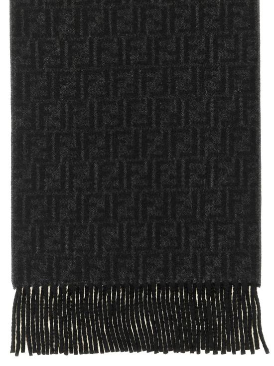26FW 펜디 머플러/스카프 Ff 양면 스카프, 스카프 및 풀라드 블랙 - FENDI