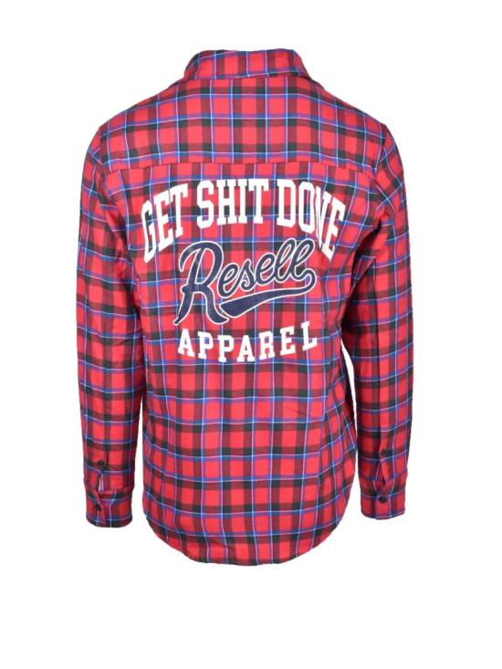  Resell Apparel 셔츠 빨간색/파란색 체크무늬 플란넬 면 - OTHER BRANDS