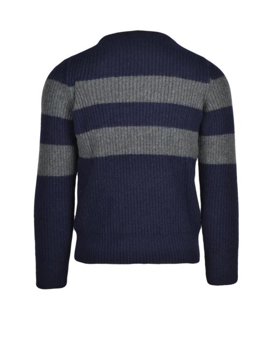 25FW 폴앤샤크 니트웨어 파란색 줄무늬 버진 울 혼방 크루넥 스웨터 - PAUL & SHARK