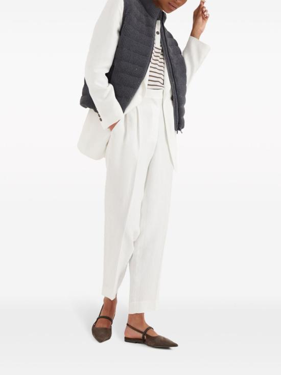  브루넬로 쿠치넬리 스트레이트 팬츠 MH126P8292 C600 WHITE - BRUNELLO CUCINELLI