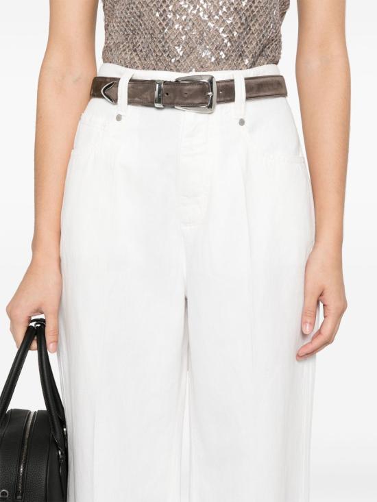  브루넬로 쿠치넬리 스트레이트 팬츠 ML996P5992 C600 WHITE - BRUNELLO CUCINELLI