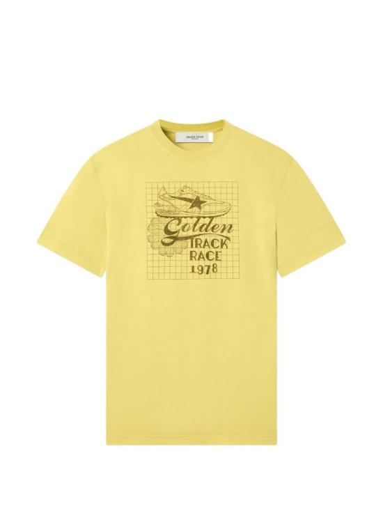 26FW 골든구스 퍼포레이티드 하트 앤트러사이트 코튼 저지 티셔츠 GMP01220P00262235179 YELLOW