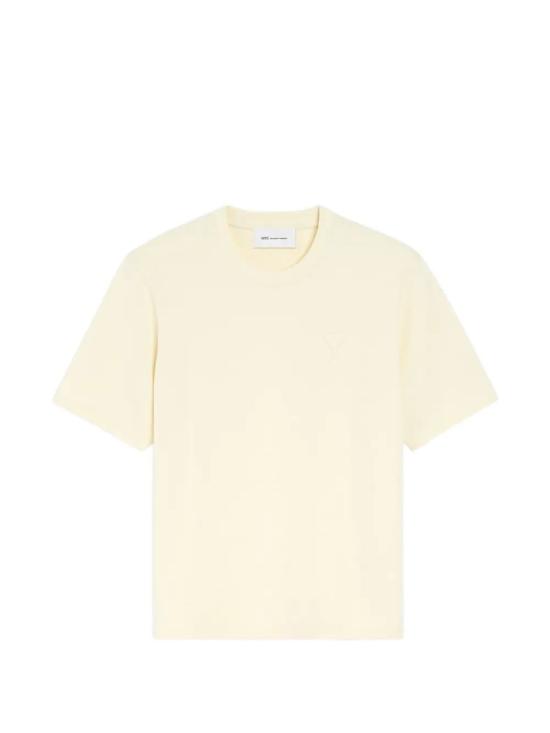 26FW 아미 화이트 코튼 드 하트 엠보스 티셔츠 UTS357726185 BEIGE
