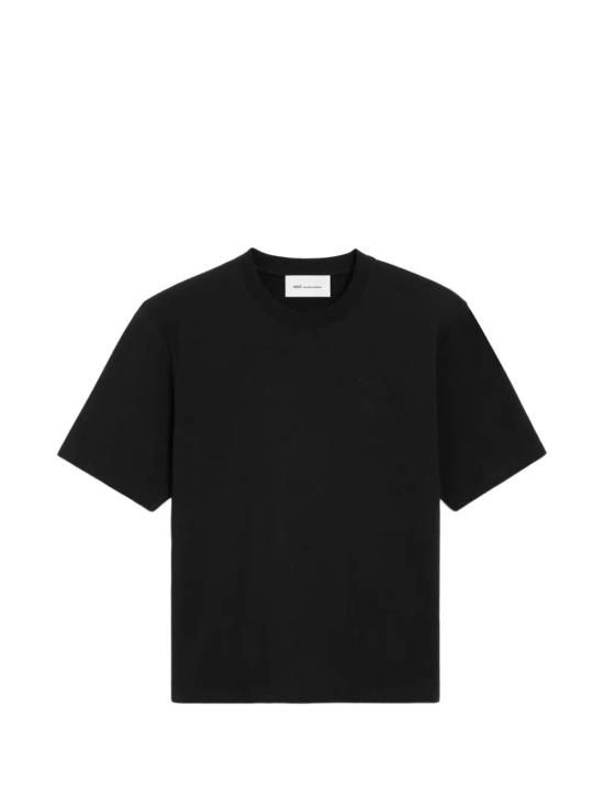 26FW 아미 화이트 코튼 드 하트 엠보스 티셔츠 UTS357726001 BLACK