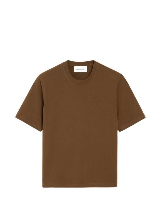 26FW 아미 화이트 코튼 드 하트 엠보스 티셔츠 UTS3577262221 BROWN