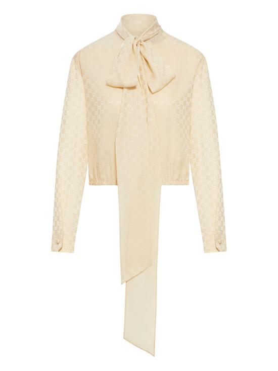 25FW 구찌 GG 자카드 실크 랩 블라우스 848566ZATF99853 BEIGE