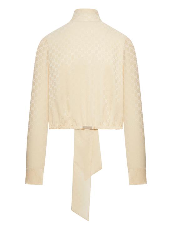 25FW 구찌 GG 자카드 실크 랩 블라우스 848566ZATF99853 BEIGE - GUCCI