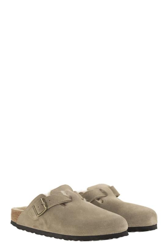 26FW 버켄스탁 보스턴 시어링 스웨이드 레더 뮬 1028299 TAUPE NUDE NEUTRALS - BIRKENSTOCK