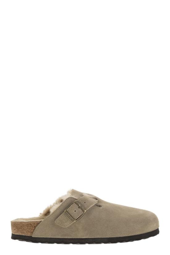 26FW 버켄스탁 보스턴 시어링 스웨이드 레더 뮬 1028299 TAUPE NUDE NEUTRALS