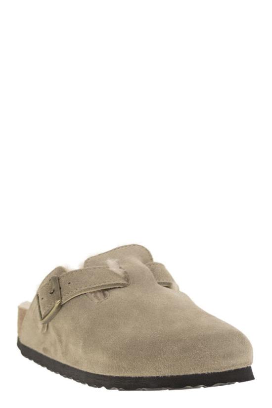 26FW 버켄스탁 보스턴 시어링 스웨이드 레더 뮬 1028299 TAUPE NUDE NEUTRALS - BIRKENSTOCK