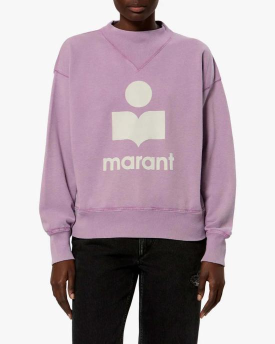  이자벨마랑 스웨터 이자벨 마랑 모비 플록 로고 코튼 플리스 스웨트셔츠 로즈우드/에크루 - ISABEL MARANT