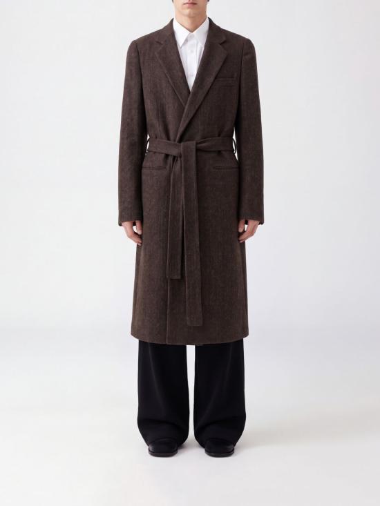 26FW 마르지엘라 벨티드 헤링본 울 코트 S67AA0087S54246 003F Brown