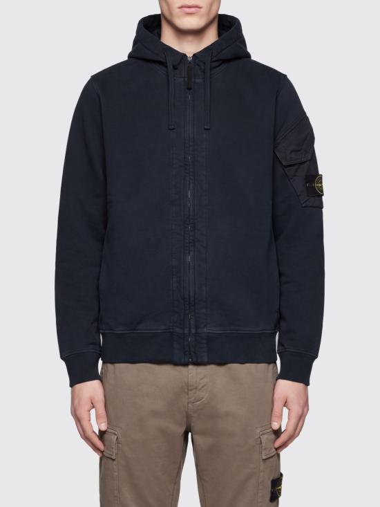 26FW 스톤 아일랜드 코튼 플리스 후드 집업 코튼 플리스 후드 집업 6100016S0A20 V0020 Navy