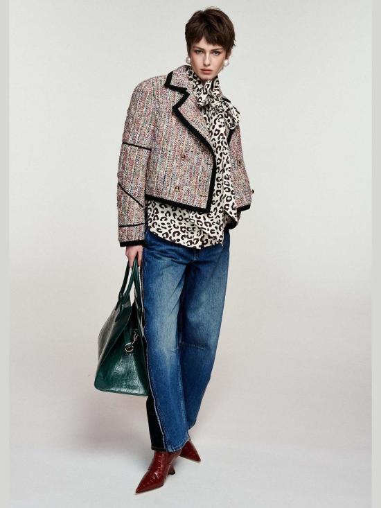  에센셜앤트워프 탑 에센셜 앤트워프 칼리시 푸시 보우 타이 셔츠 브라운 앤 크림 - ESSENTIEL ANTWERP