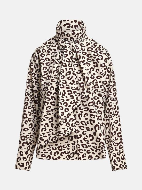 에센셜앤트워프 탑 에센셜 앤트워프 칼리시 푸시 보우 타이 셔츠 브라운 앤 크림 - ESSENTIEL ANTWERP