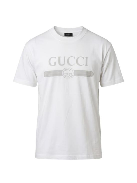 26FW 구찌 웹 스트라이프 프린트 코튼 티셔츠 A0095JXJH5Y9066 White