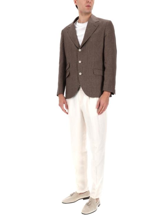  브루넬로 쿠치넬리 리넨 디컨스트럭티드 재킷 MB4307BWD C089 Brown - BRUNELLO CUCINELLI