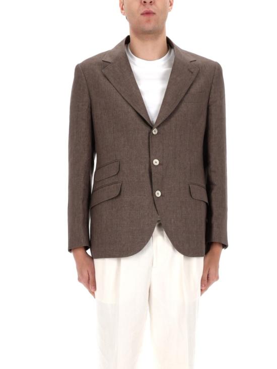  브루넬로 쿠치넬리 리넨 디컨스트럭티드 재킷 MB4307BWD C089 Brown - BRUNELLO CUCINELLI