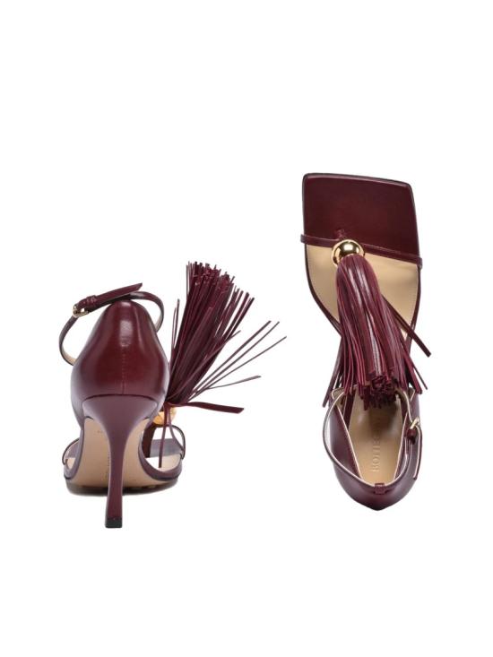  보테가베네타 샌들 빨간색 프린지 가죽 하이힐 - BOTTEGA VENETA