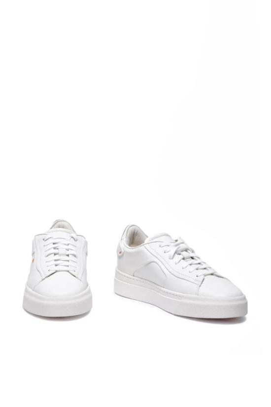  산토니 스니커즈 화이트 미니멀리스트 가죽 - SANTONI