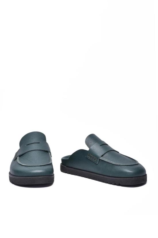  Officine X Post 뮬/슬리퍼 녹색 가죽 페니 로퍼 뮬 - OTHER BRANDS