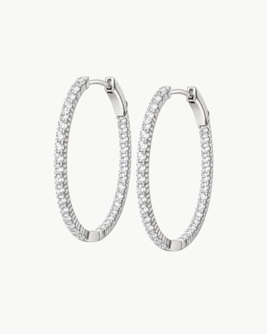  Emerson Stone 이어링 에머슨 스톤 시그니처 인사이드 아웃 다이아몬드 후프 화이트 골드 - OTHER BRANDS